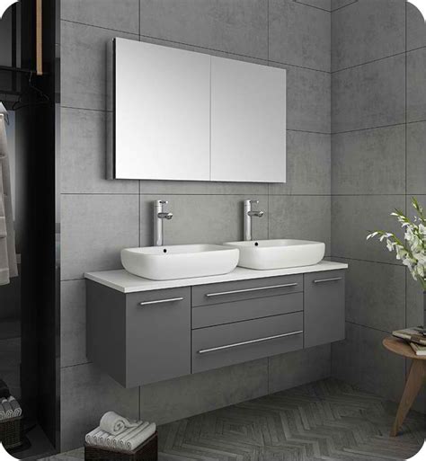 What kind of sink is in a windbay sink? 48" Gray Wall Hung Double Vessel Sink Modern Bathroom ...