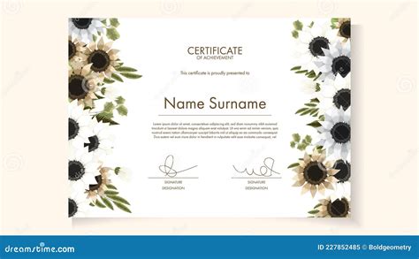 Printable Floral Flowers Certificate Background Ornate Frame Template