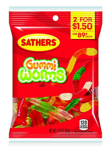 Sathers Gummy Worms Candy Ounce Bag Walmart Com