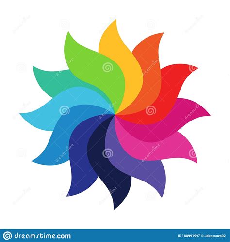 Colorful Spiral Rainbow Colors Flower Shape Vector Stock Vector