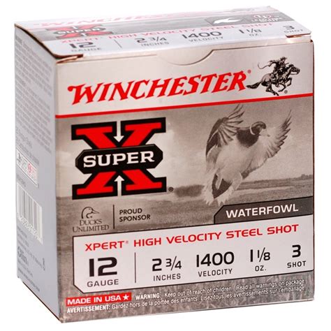 winchester super x xpert hv 12 gauge ammo 2 3 4 1 1 8 oz 3 non toxic steel shot 250 rounds