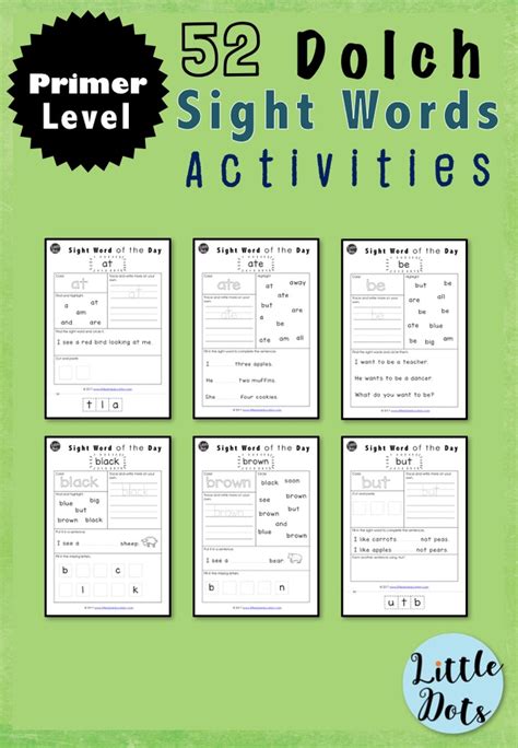 52 Dolch Sight Words For Kindergarten Educational Act