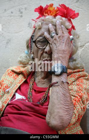 Eccentric Elderly Cuban Woman Graciela Gonzalez Also Known As Granny Puretta Smokes Cigar At Age