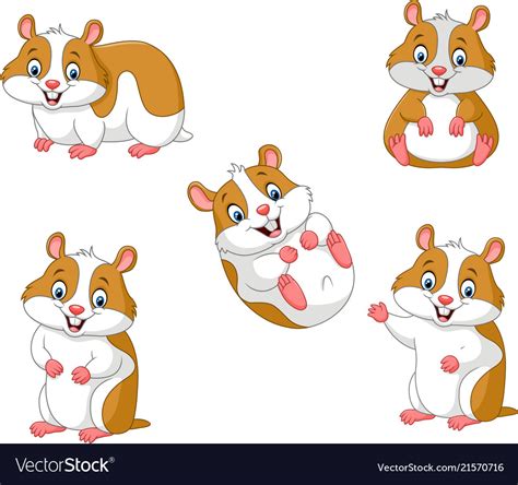 Cute Cartoon Hamsters Collection Set Royalty Free Vector