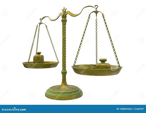 Antique Gold Brass Balance Scales Isolated On White Background 3d