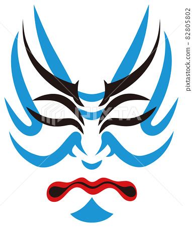 Japanese Traditional Arts Kabuki Face Makeup Stock Illustration