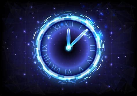 Futuristic Sci Fi Glowing Hud Clock Abstract Time Machine And Polygon