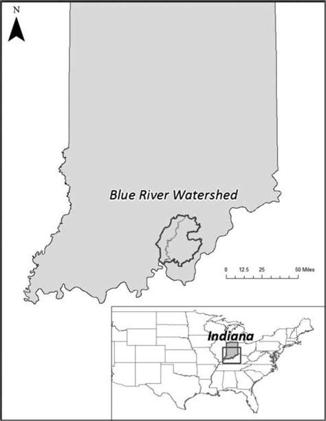 Map Of The Blue River Watershed Study Area In Southern Indiana Usa