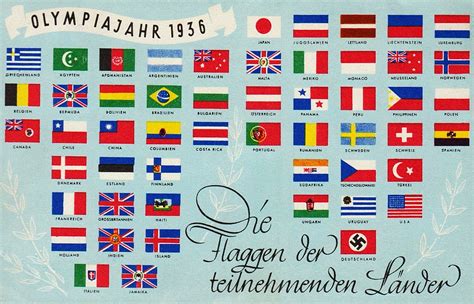 Olympics 1936 Flags Of The Participating Nations German Postcard