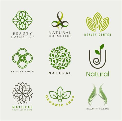 The Logos For Natural Cosmetics And Beauty Products Are Shown In Green