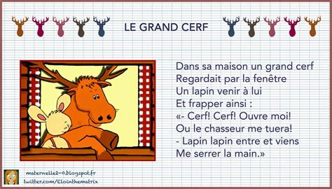 Le grand cerf | Chanson enfantine, Cerf, Enfantin