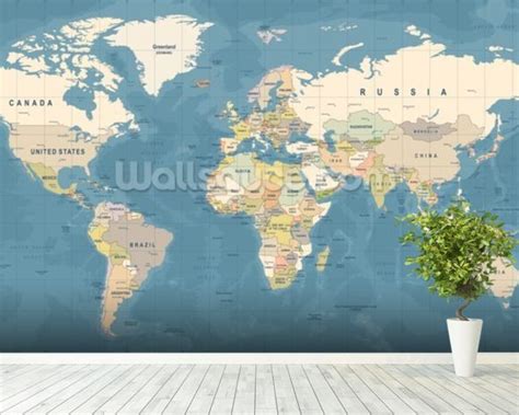 Map Of The World Mural Wallsauce Uk