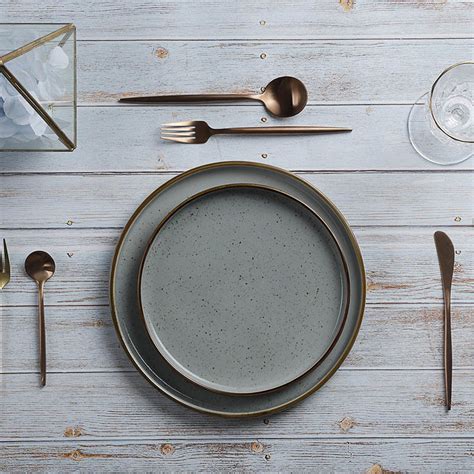 Western Ceramic Green Dinner Plate Sets Fancy Rustic Restaurant Hotel