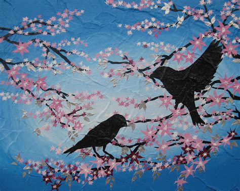 Cherry Blossom Birds Painting By Cathy Jacobs Fine Art America