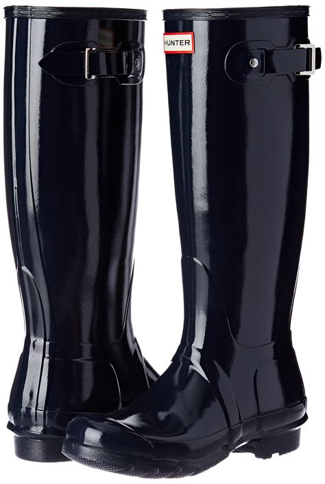 Hunter Womens Original Tall Navy Gloss Rain Boot Ebay