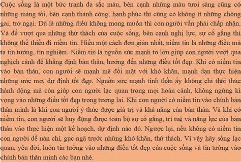 Viết đoạn Văn 200 Chữ Trình Bày Suy Nghĩ Về ý Nghĩa Của Niềm Tin Trong Cuộc Sống TrẦn HƯng ĐẠo