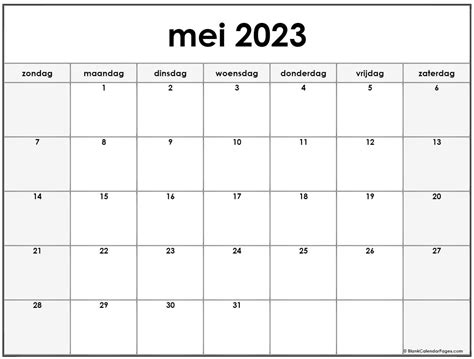 Mei 2023 Kalender Nederlandse Kalender Mei