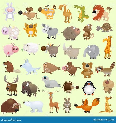 Big Cartoon Animal Set Stock Vector Illustration Of Elephant 21005297
