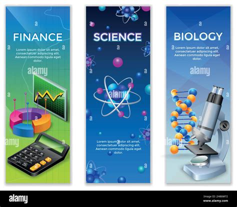 Science Vertical Banners Set With Finance Statistic Design Elements For