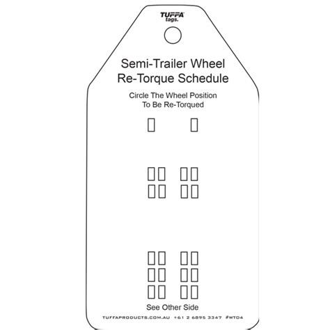 Semi Trailer Wheel Re Torque Tags Packs Of 100 Tuffa Products