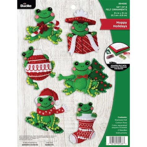 Bucilla Felt Ornaments Applique Kit Set Of 6 Hoppy Holidays Buddly