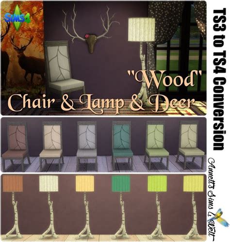 Sims 4 Ccs The Best Ts3 To Ts4 Conversion Chair And Lamp And Deer