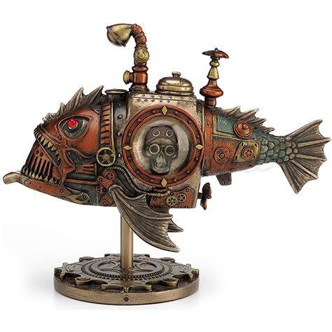 Steampunk Submarine Fish Sculpture Melanocetus Unicorn Studios