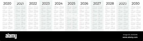 Calendar Template Set For 2020 2021 2022 2023 2024 2025 2026