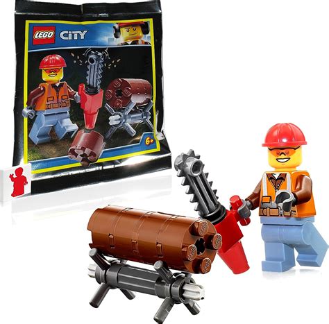 Lego City Minifigure Forester Tree Trimmer With Chainsaw And Tree