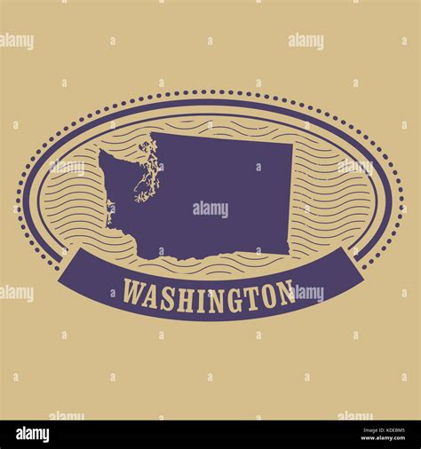Washington Map Silhouette Oval Stamp Stock Vector Image And Art Alamy