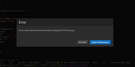 Error Code Null Encountered While Starting The PHP Process Issue