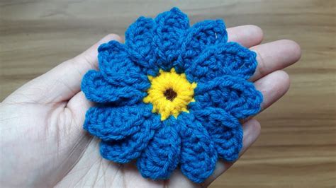 Easy and slow crochet a simple flower tutorial for absolute beginners. CROCHET : How to Crochet Flowing Flower with Step by Step | Flower Applique Crocheting Tutorial ...