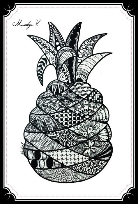 Zentangle Pineapple Art Zentangles Rooster Animals Animales