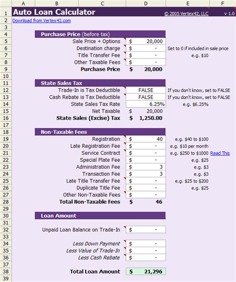 Simple Interest Auto Loan Calculator