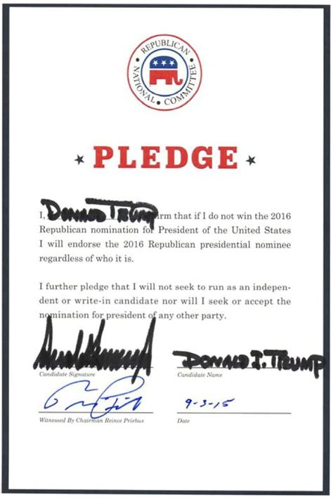 trump signed the pledge what story does his handwriting tell the washington post