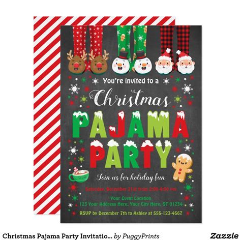 Christmas Pajama Party Invitation Holiday Party Zazzle Christmas Pajama Party Holiday