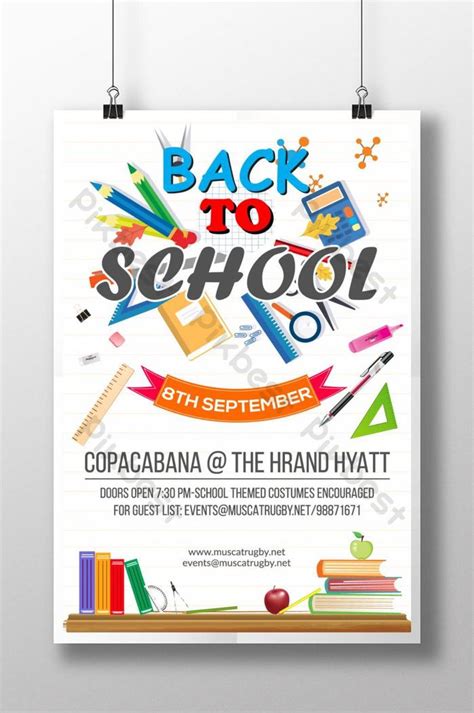 Awesome Back To School Poster Template Ai Free Download Pikbest