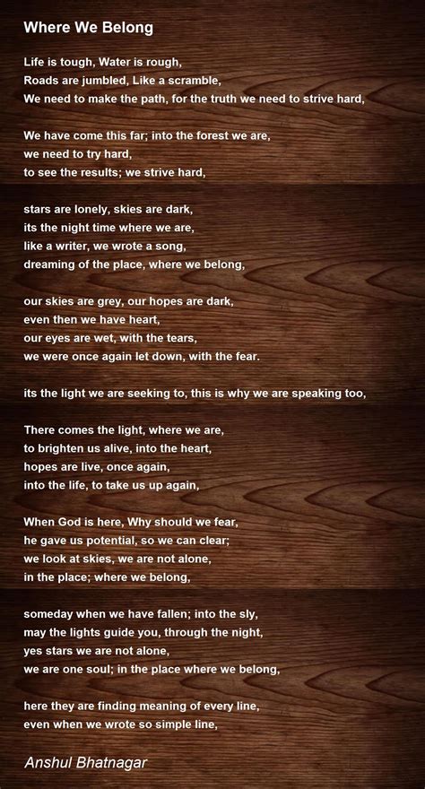 Where We Belong Where We Belong Poem By Anshul Bhatnagar