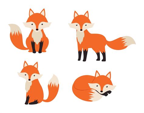 conjunto de dibujos animados de zorro 1265879 Vector en Vecteezy