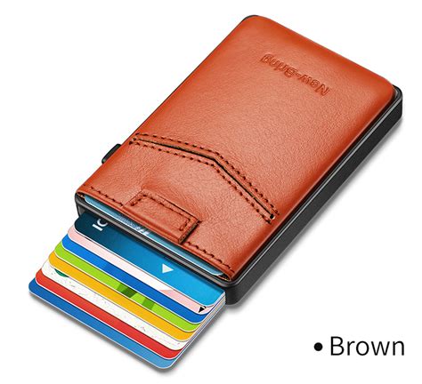 New Bring Metal Card Holder Aluminum Alloyleather Portable One Tap To