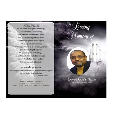 Various layout components have been contributed to make each program special, such as. Heaven's gate funeral program