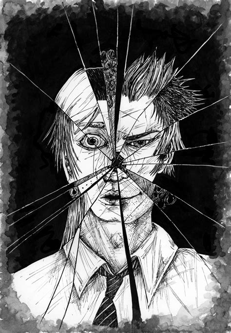 Broken Mirror Reflection Drawing