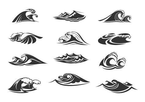 Vector Icons Set Of Ocean Waves 13174122 Vector Art At Vecteezy