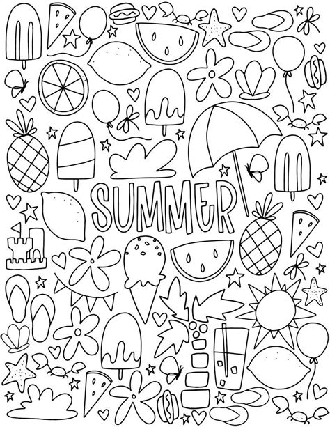 Schools Out For Summer Coloring Pages Palm Trees Ocean Ice Cream