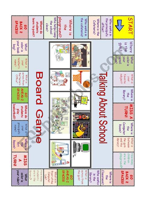Talking About School Board Game Esl Worksheet By Estherlee76