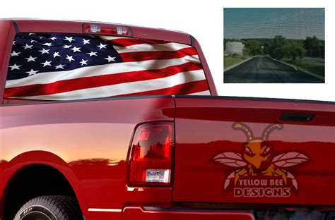 Us Flag Perforated Sun Protection Decals Dodge Ram 2500 For Dodge Ram