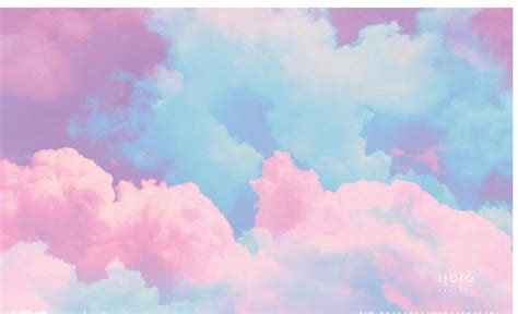 Abstract Rainbow Clouds Wallpaper Pink And Blue Clouds Wall Etsy