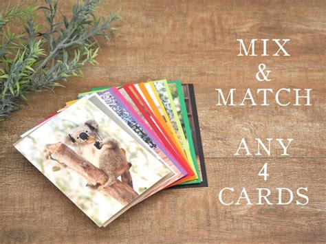 Mix And Match Greetings Cards Funny Animal Cards 4 Card Set Etsy