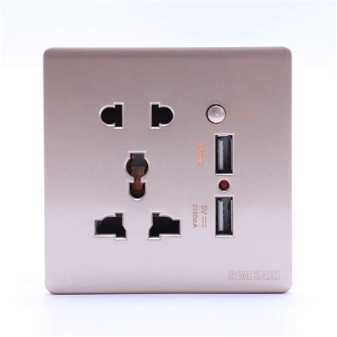 Wall Electrical 10a Universal Plug Faceplate Socket Double 2 Usb
