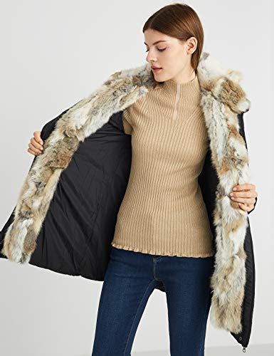 Escalier Womens Winter Down Coat With Real Raccoon Fur Hooded